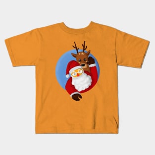 santa and deer Kids T-Shirt